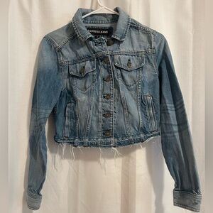 Express Jeans Women’s Cropped Jean Jacket | Distressed on the bottom